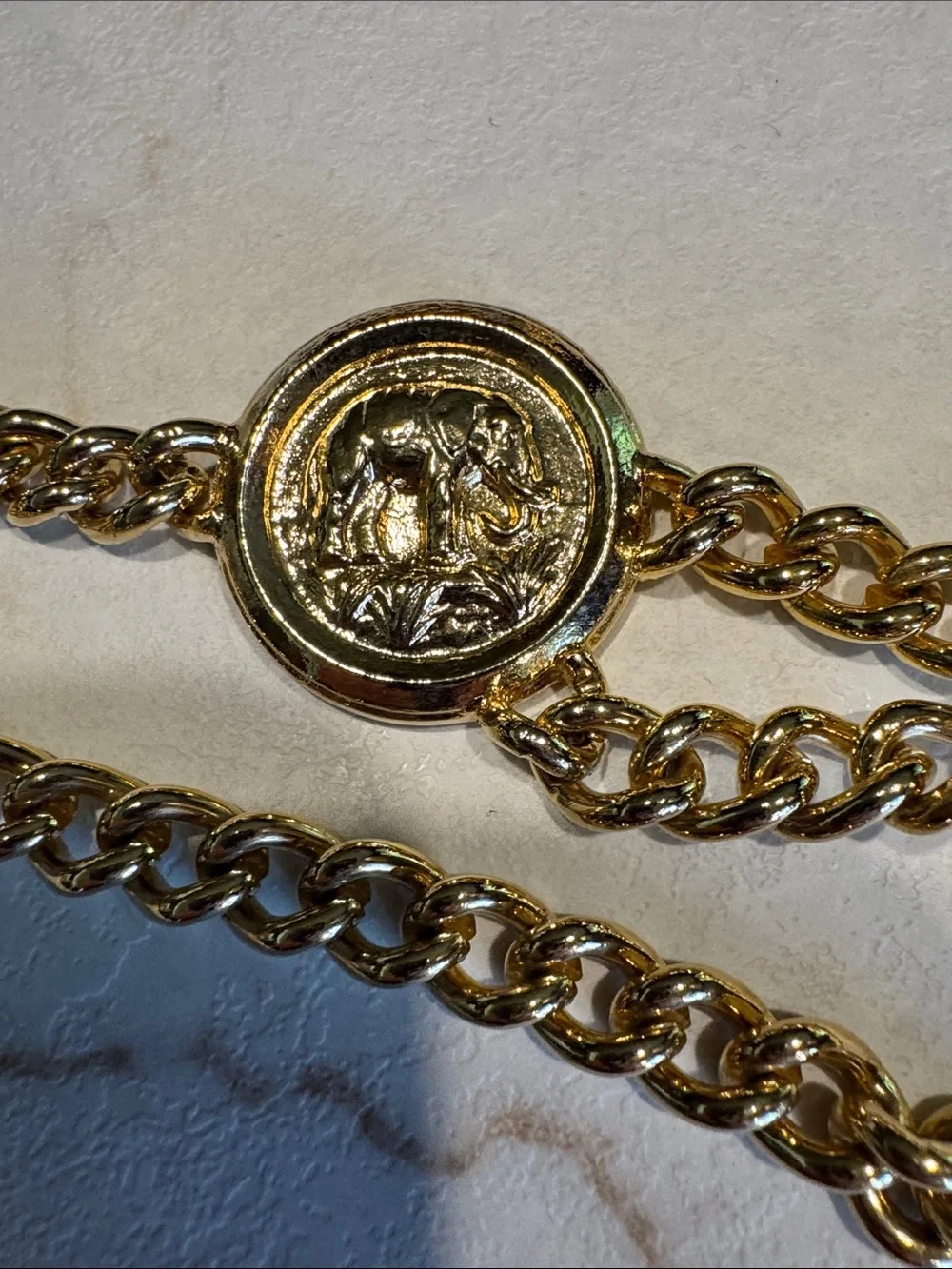 Gold-Tone Layered Medallion Chain Belts for Women